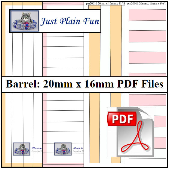 Barrel: 20mm x 16mm Paper Bead Templates