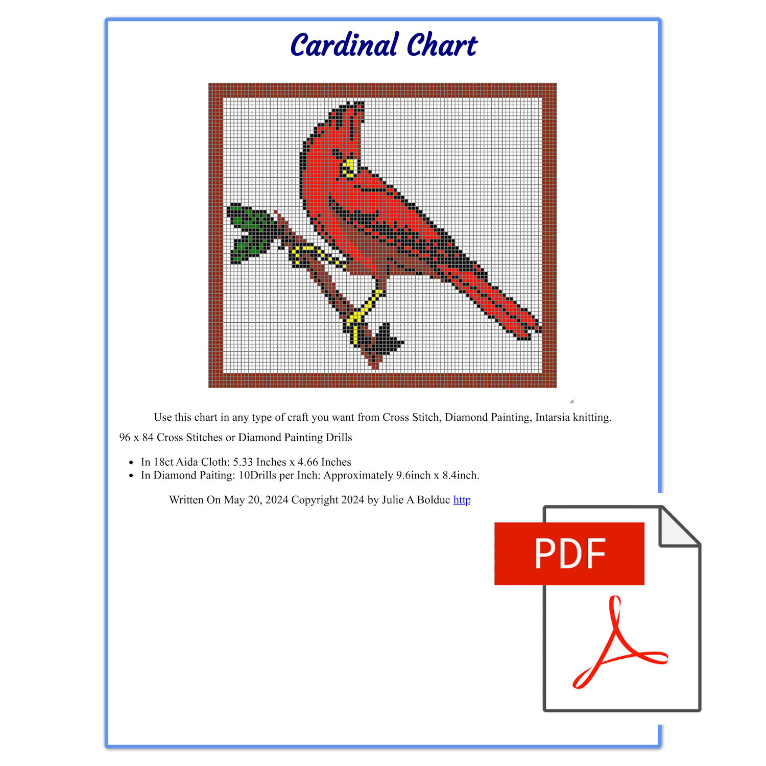 Cardinal Stitch Chart