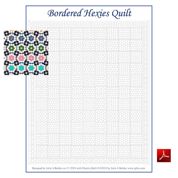 Bordered Hexies Quilt Coloring Page