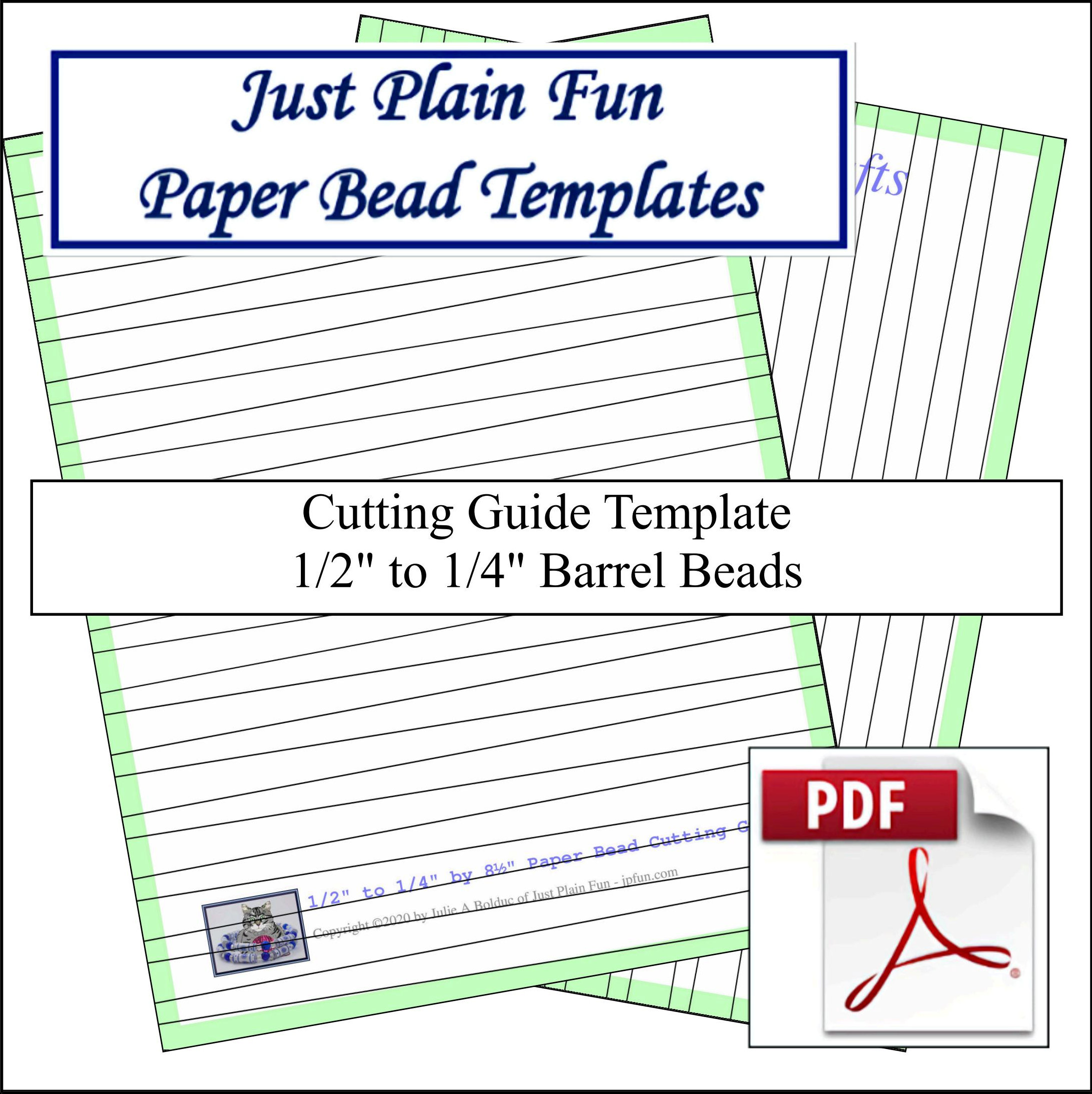 Paper Bead Templates, 1/2in to 1/4in Strips