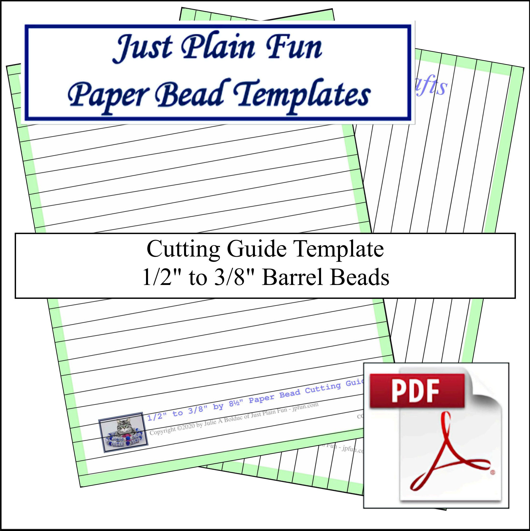 Paper Bead Templates, 1/2in to 3/8in Strips