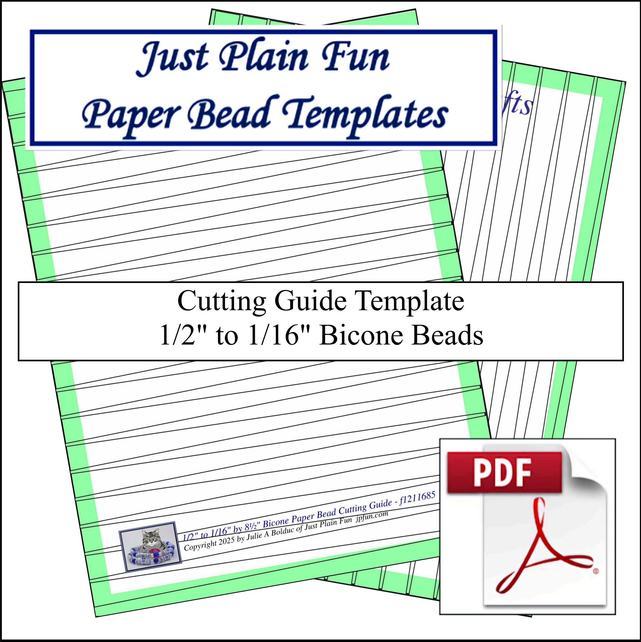 Paper Bead Templates, 1/2in to 1/16in Strips