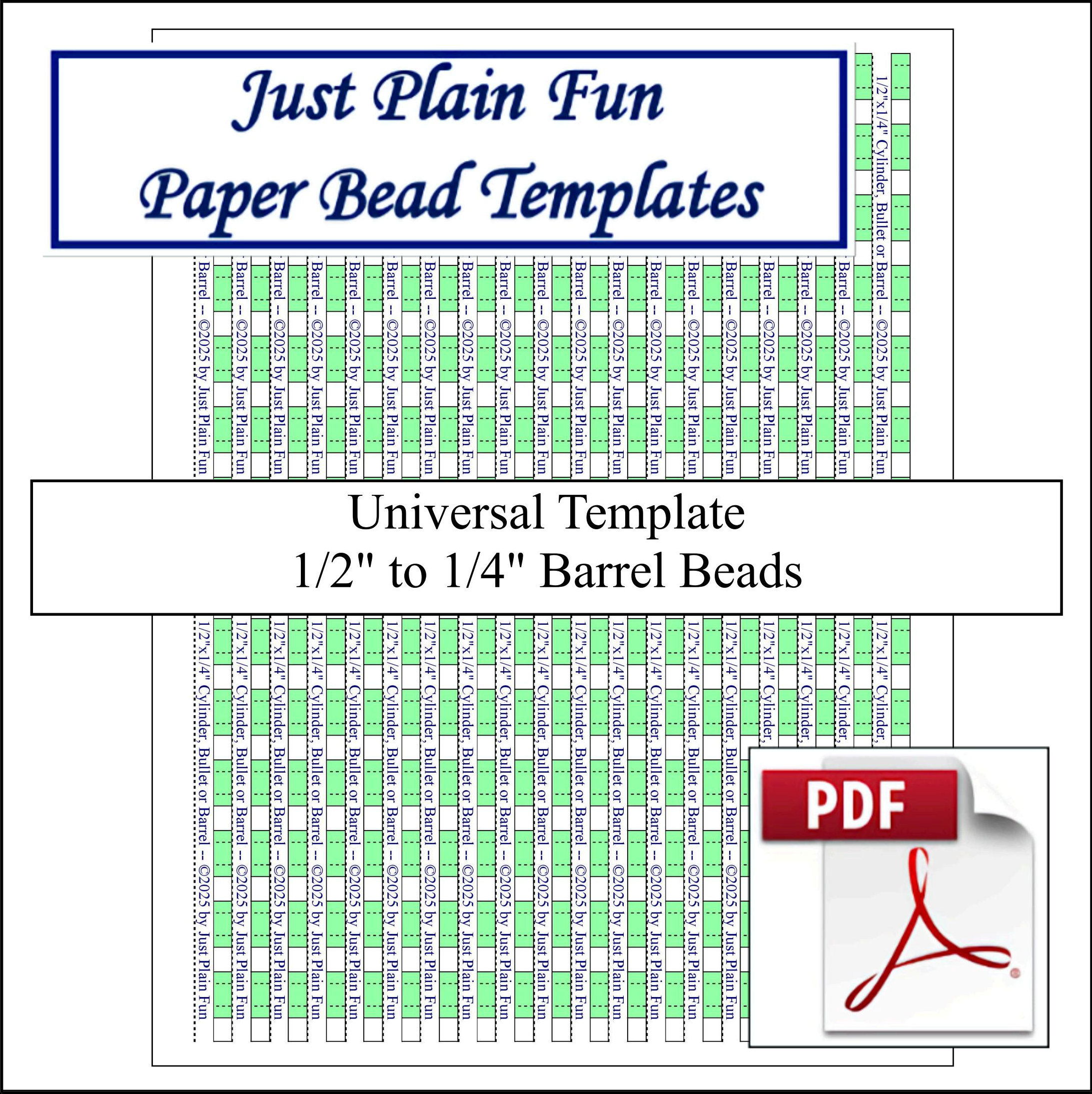 Paper Bead Templates, 1/2in to 1/4in Strips