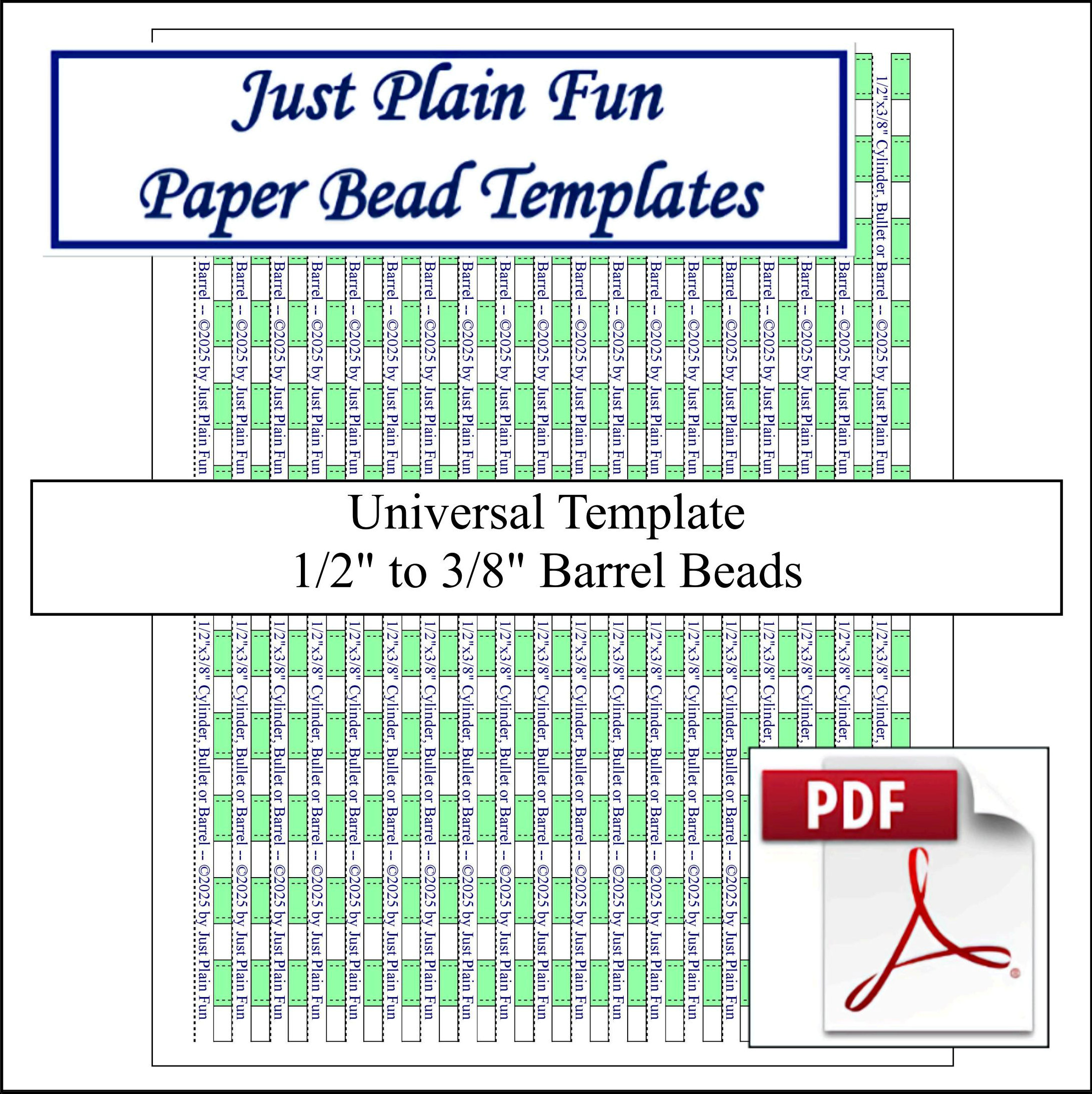 Paper Bead Templates, 1/2in to 3/8in Strips