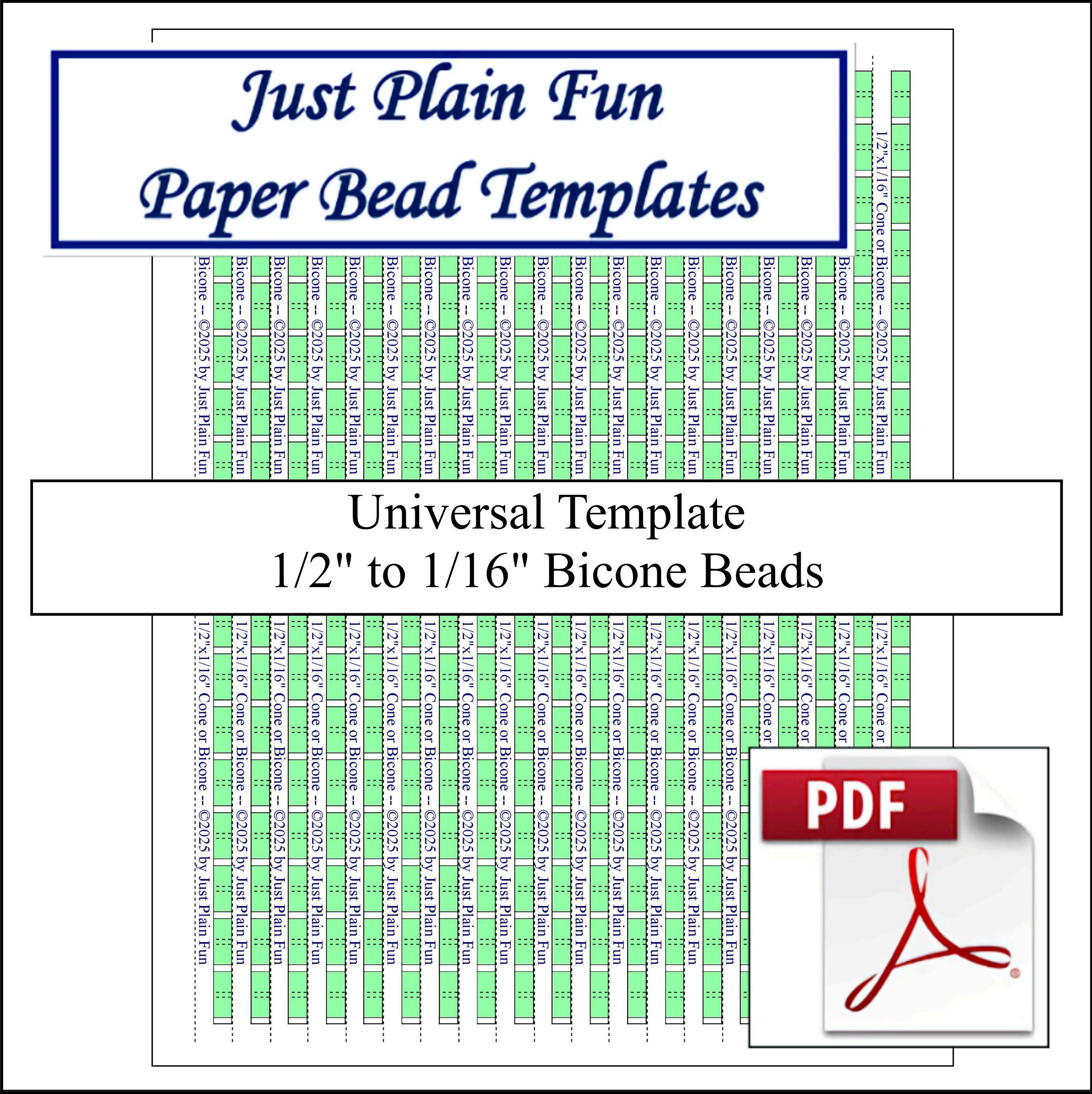 Paper Bead Templates, 1/2in to 1/16in Strips