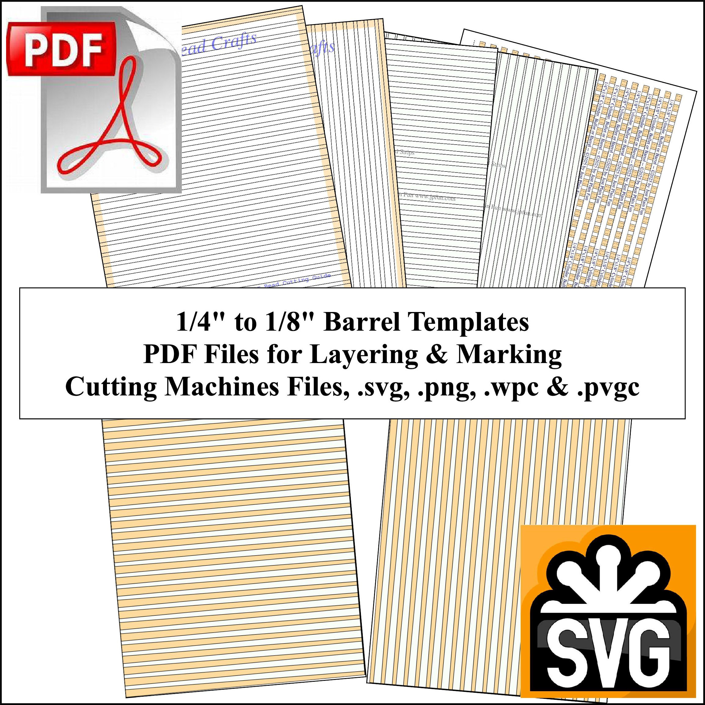 Barrel: 1/4in x 1/8in Paper Bead Templates