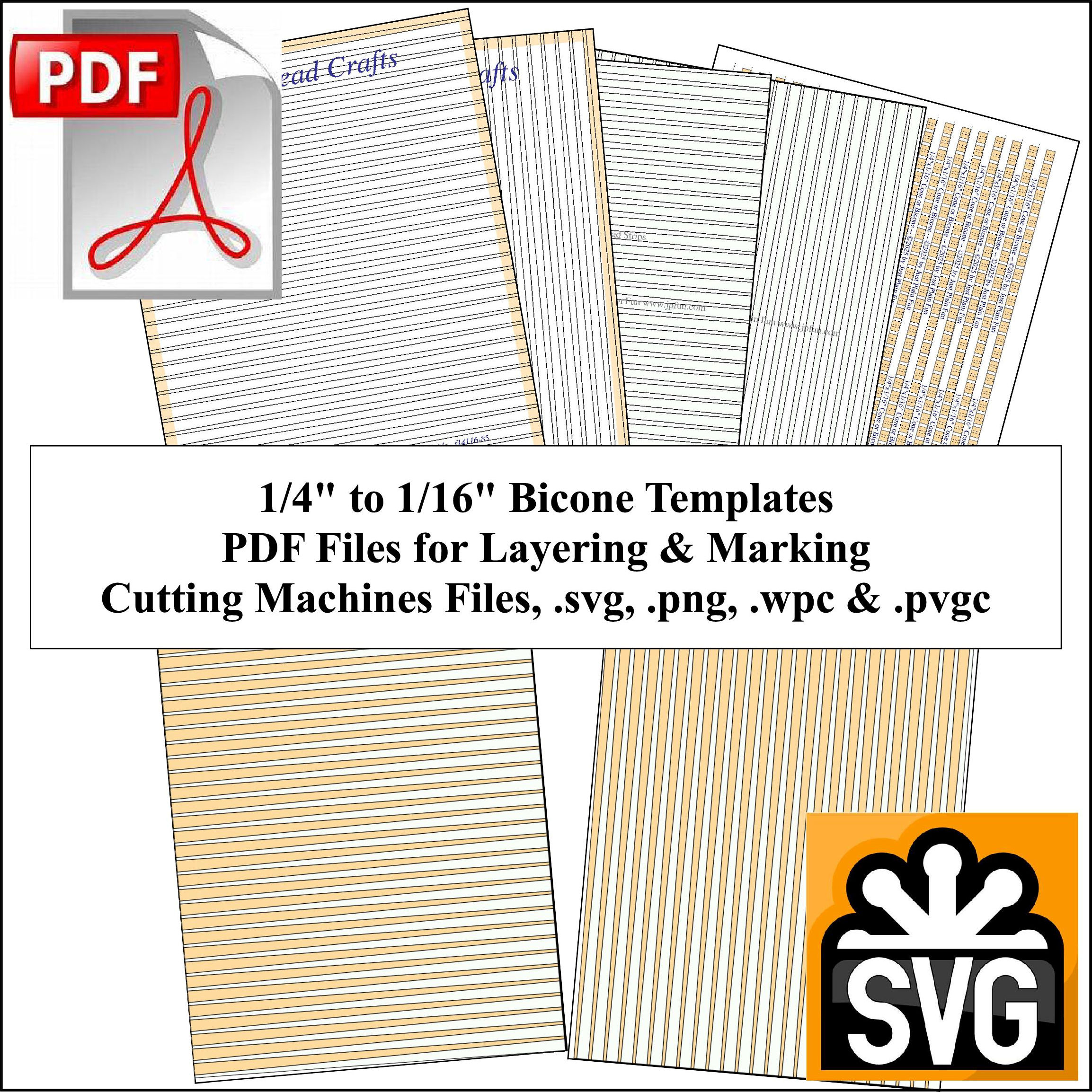 Bicone: 1/4in x 1/16in Paper Bead Templates