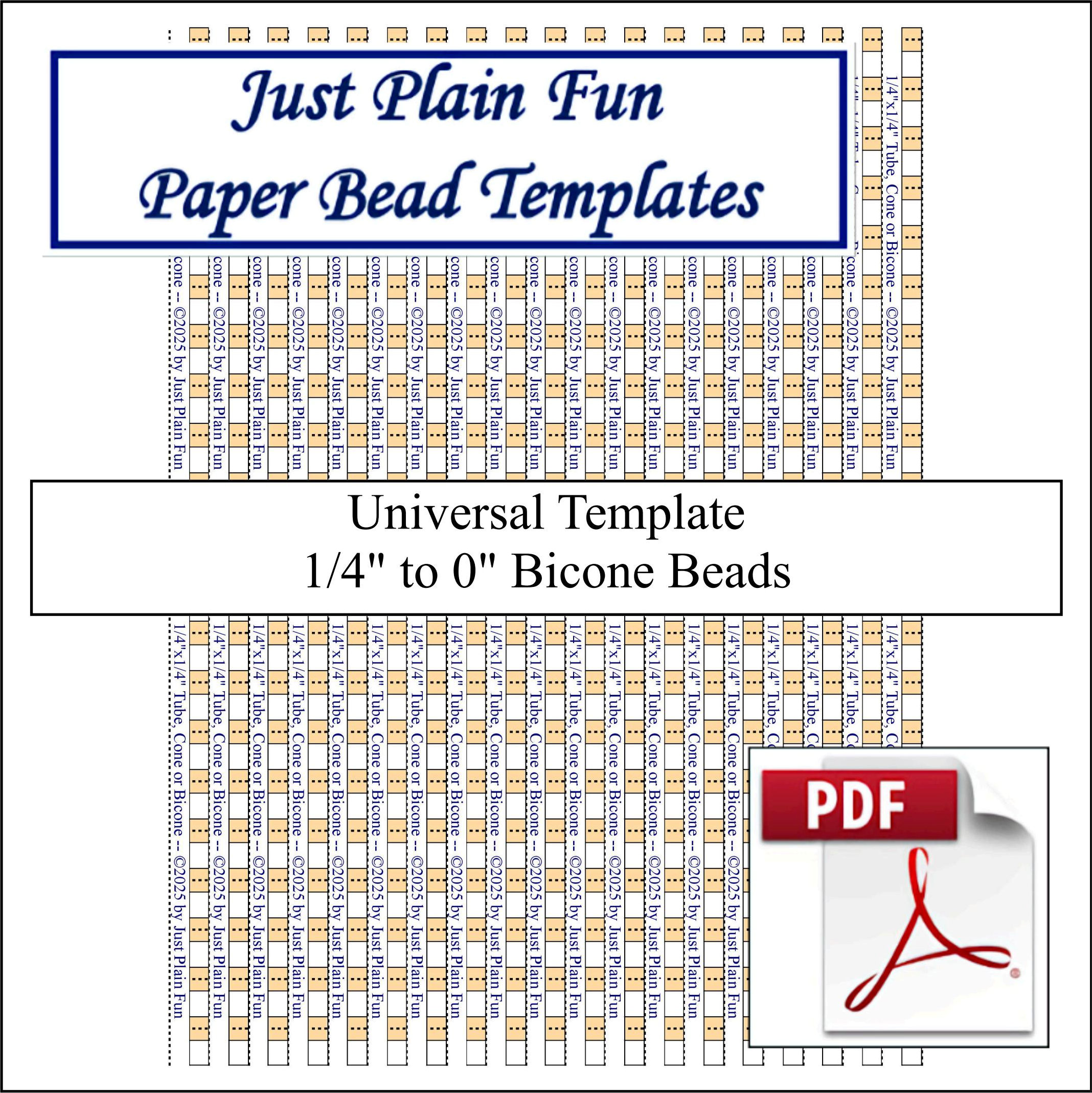 Paper Bead Templates, 1/4in to 0in Strips