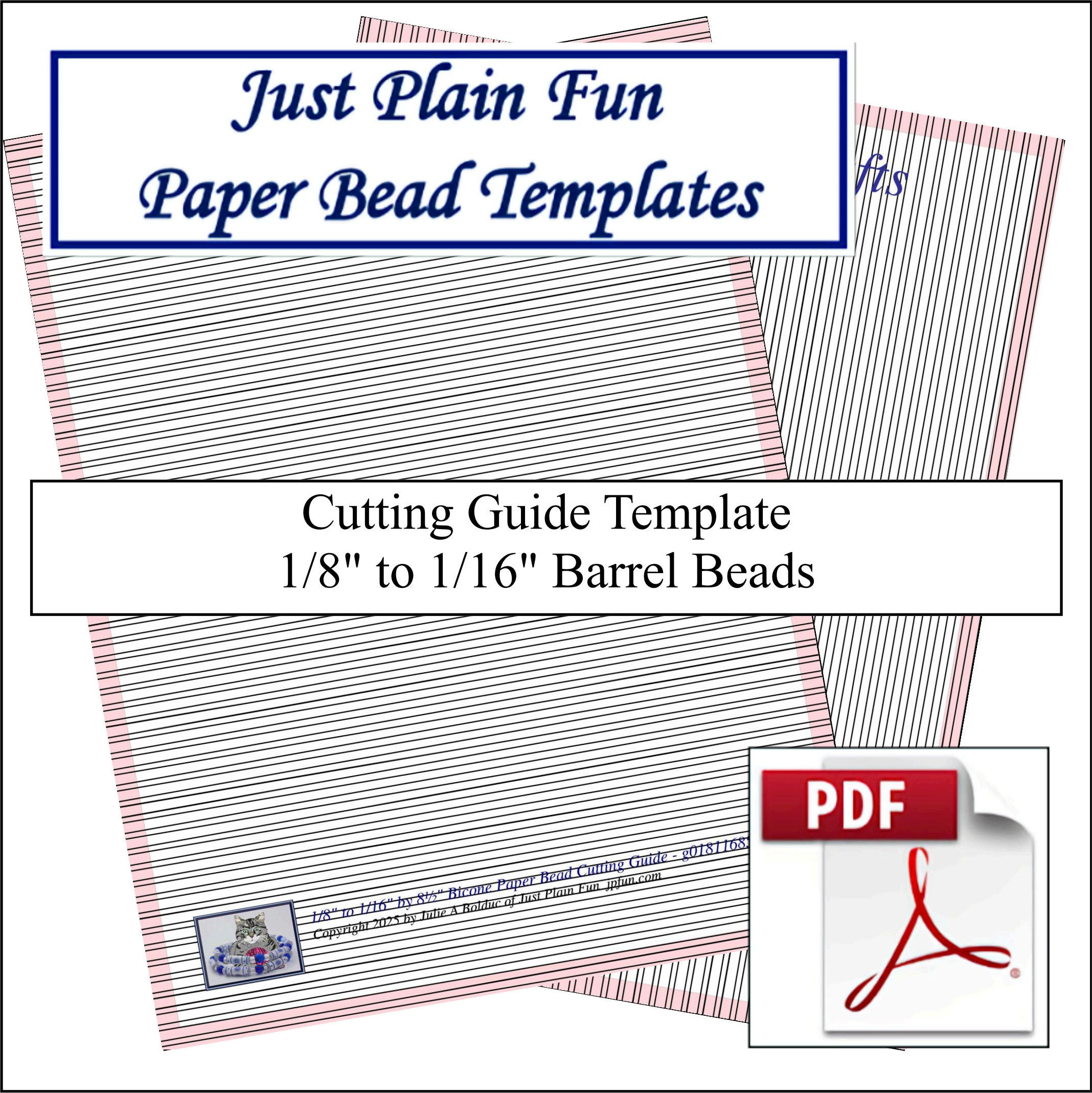 Paper Bead Templates, 1/8in to 1/16in Strips