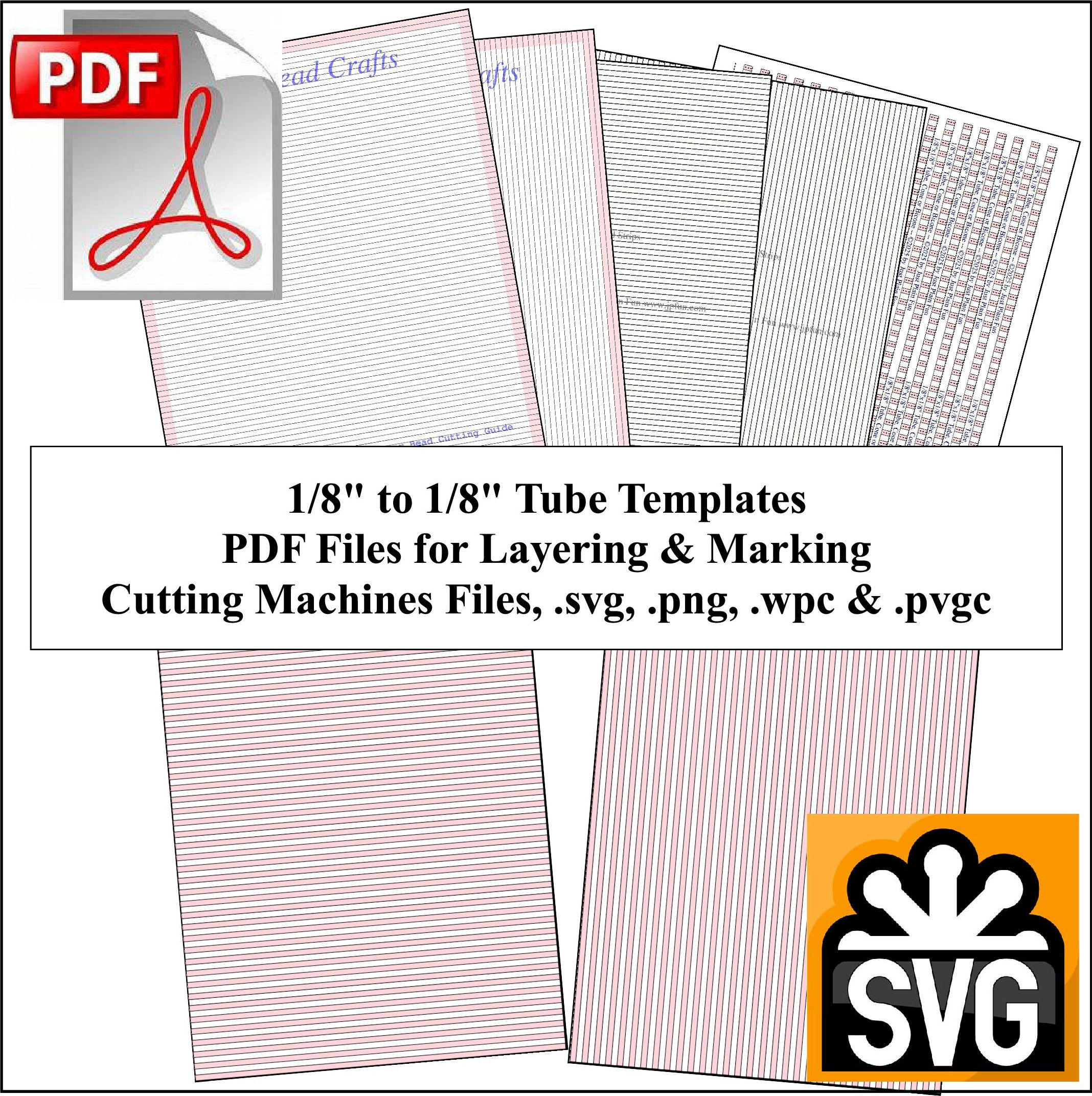 Tube: 1/8in x 1/8in  Paper Bead Templates