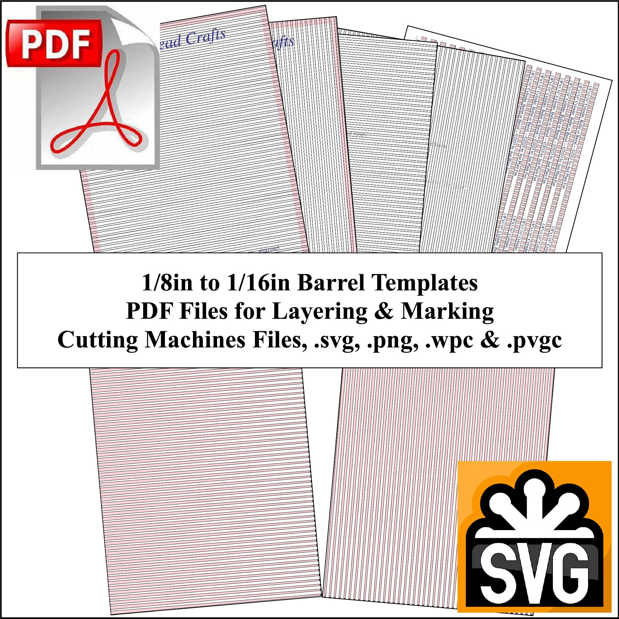 Barrel: 1/8in x 1/16in Paper Bead Templates