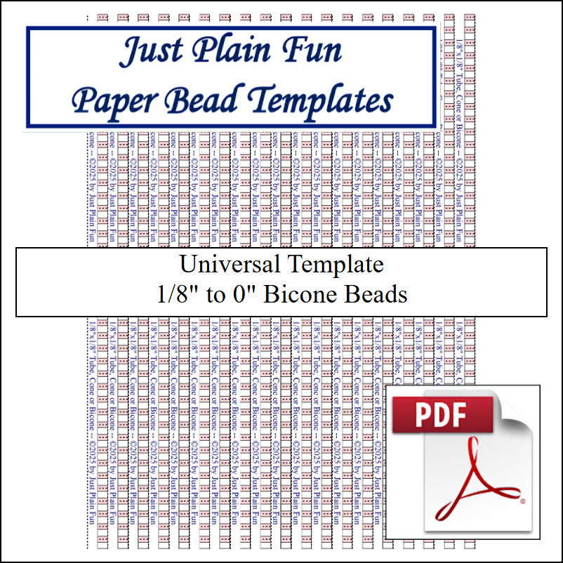 Paper Bead Templates, 1/8in to 0in Strips