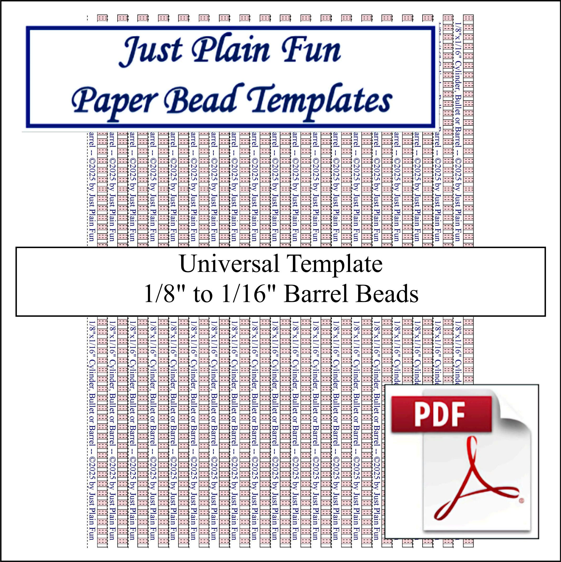 Paper Bead Templates, 1/8in to 1/16in Strips