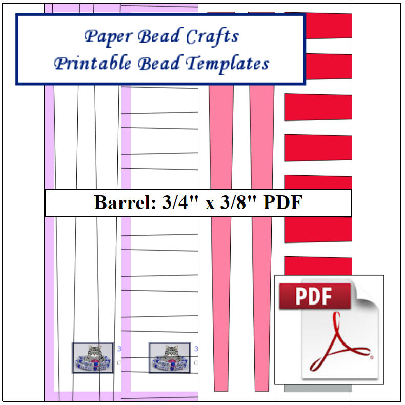Paper Bead Templates, Barrel 3/4in x 3/8in Strips