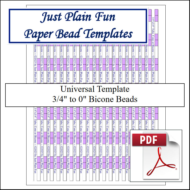 Paper Bead Templates, 3/4in to 0in Strips