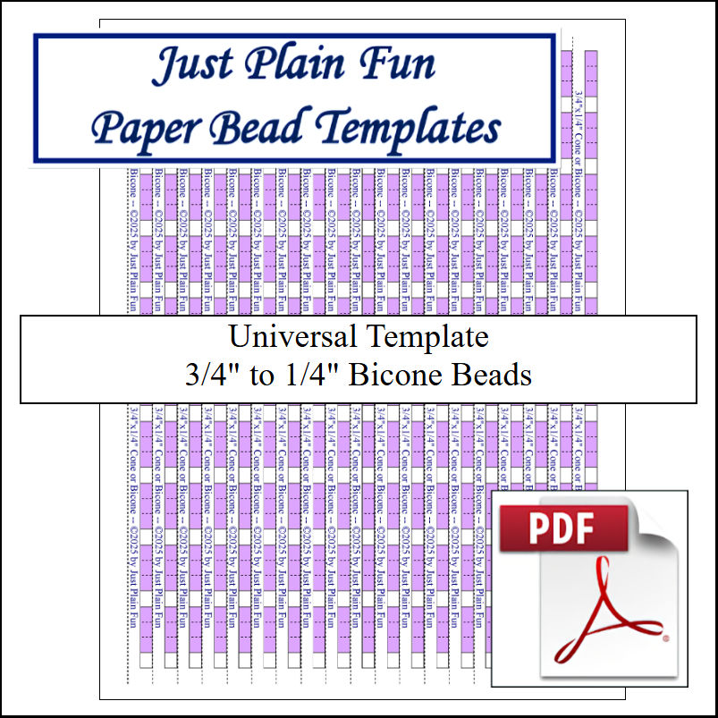 Paper Bead Templates, 3/4in to 1/4in Strips