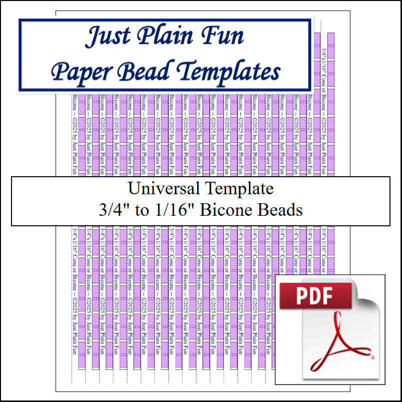 Paper Bead Templates, 3/4in to 1/16in Strips