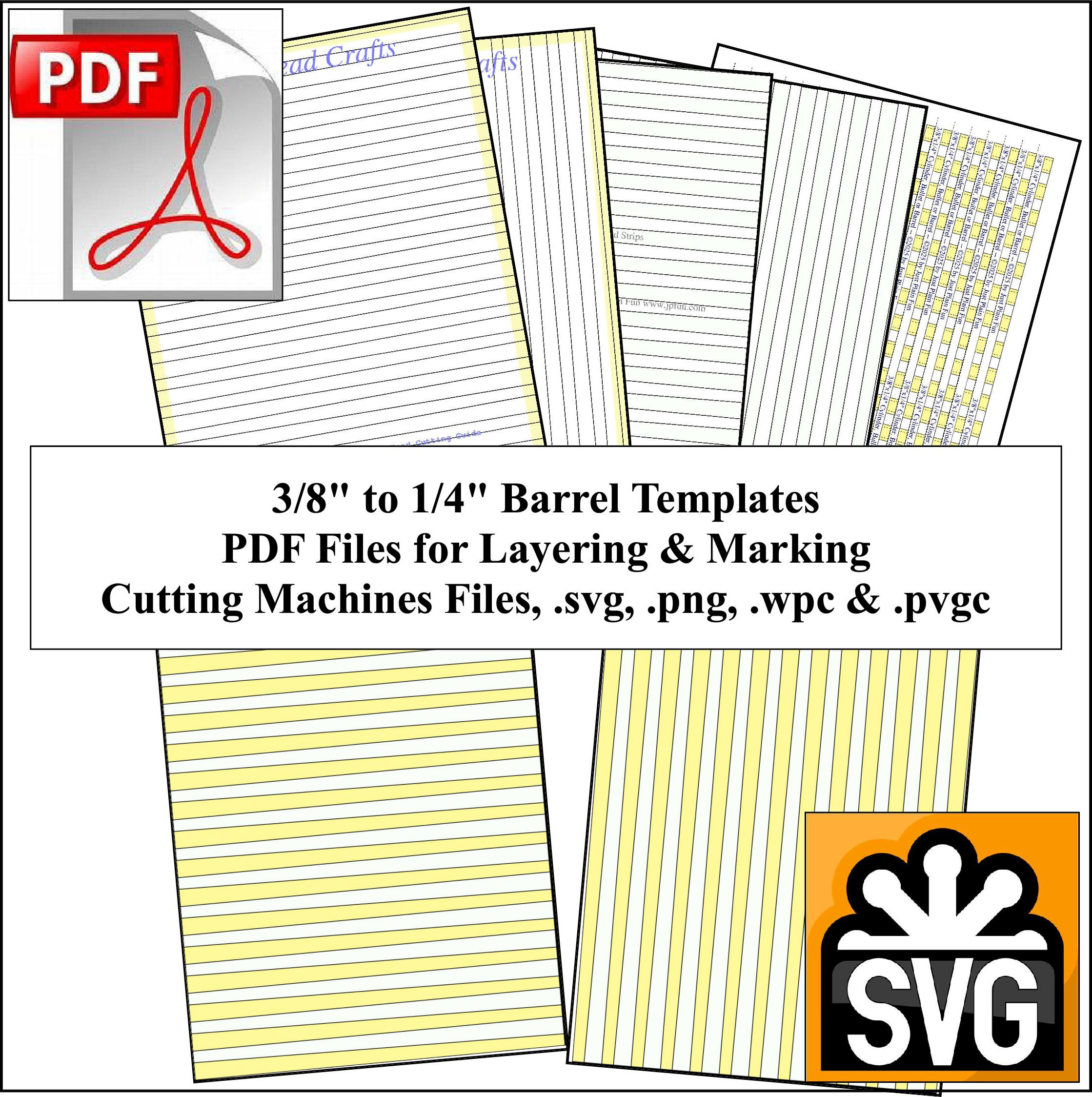 Barrel: 3/8in x 1/4in Paper Bead Templates