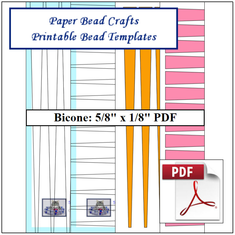 Paper Bead Templates, Bicone 5/8in x 1/8in Strips