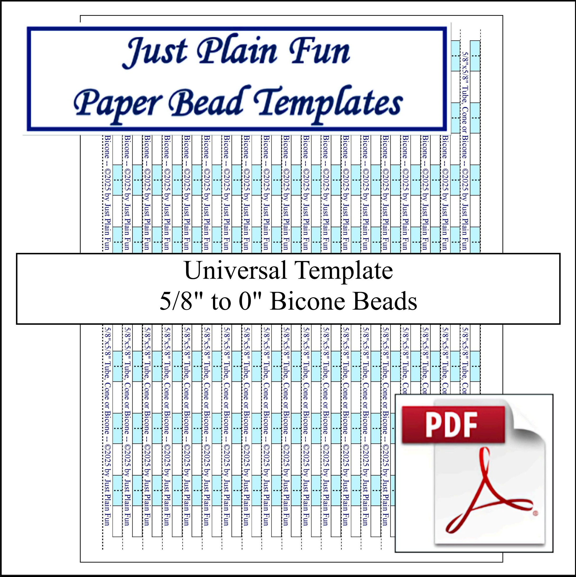 Paper Bead Templates, 5/8in to 0in Strips