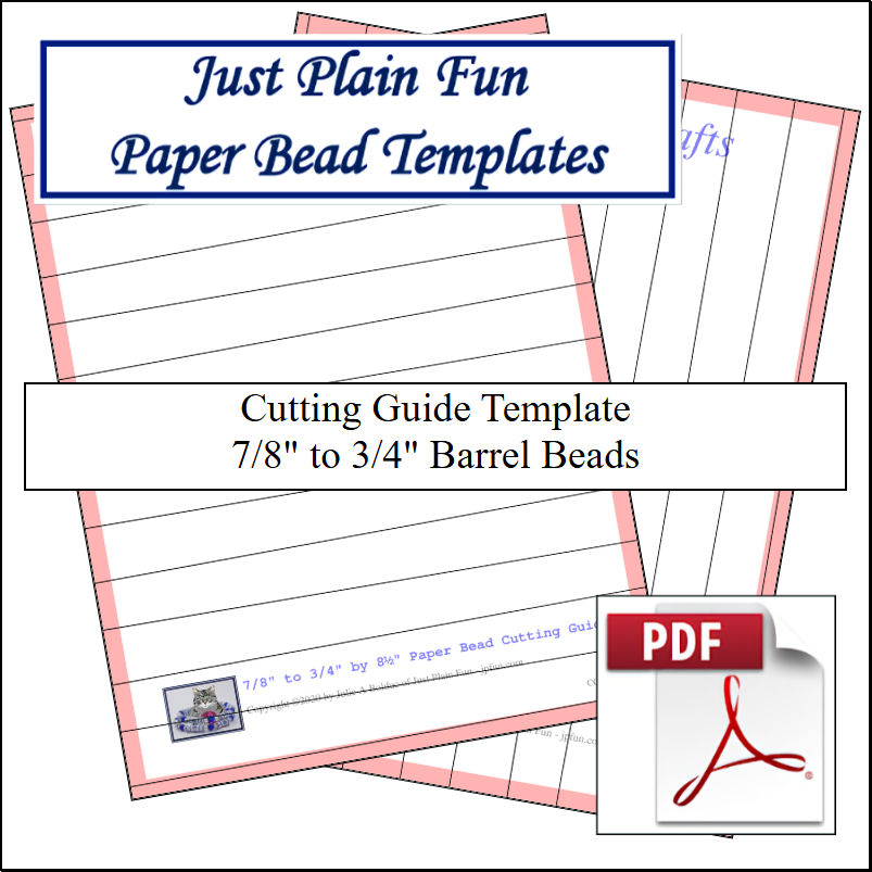 Paper Bead Cutting Guide Templates, 7/8in to 3/4in Strips Templates 7/8in to 3/4in Strips