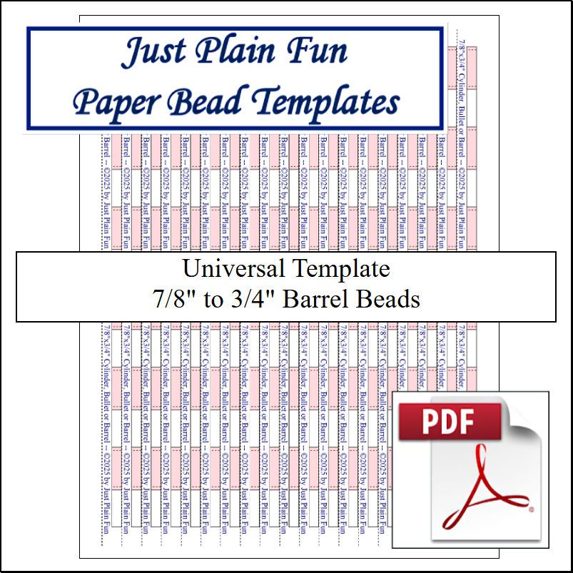 Paper Bead Cutting Guide Templates, 7/8in to 3/4in Strips Templates 7/8in to 3/4in Strips