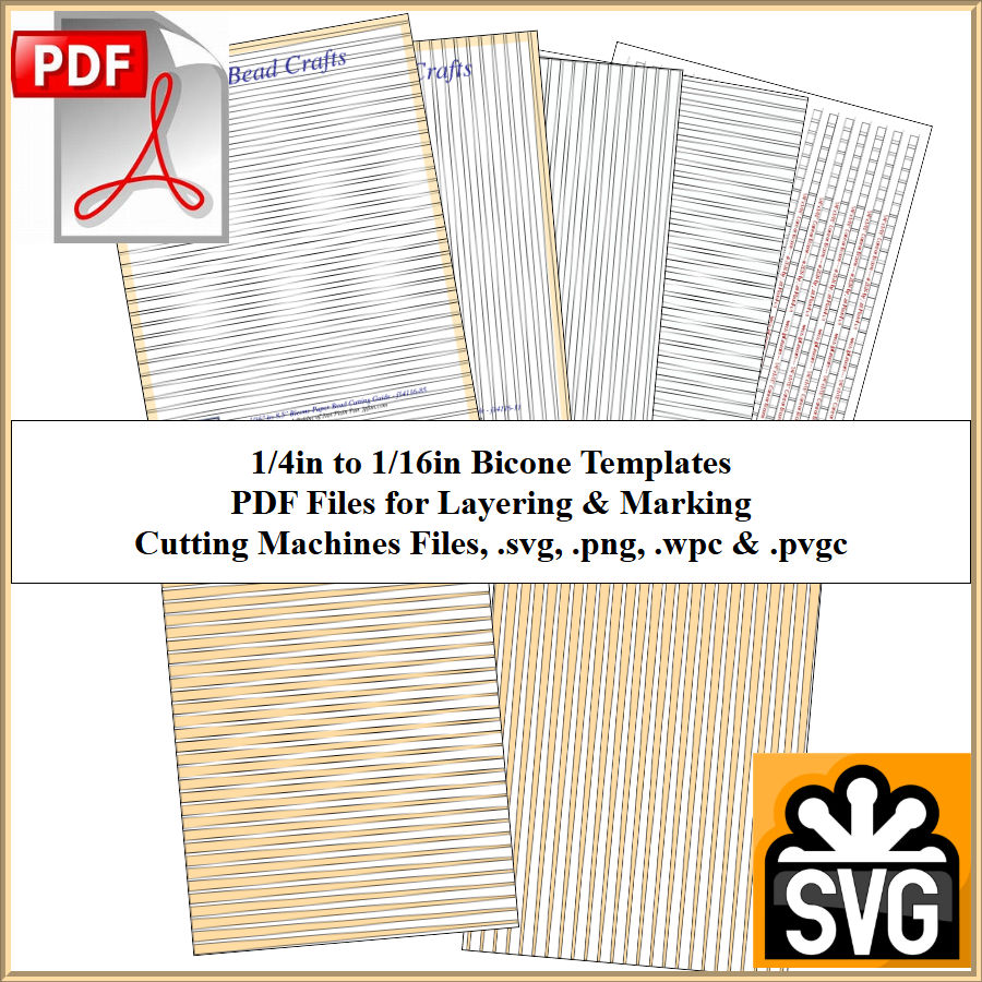 Bicone: 1/4in x 1/16in Paper Bead Templates