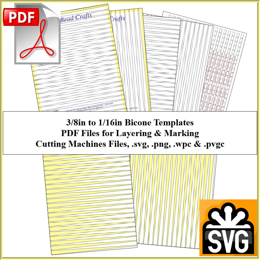 Bicone: 3/8in x 1/16in Paper Bead Templates