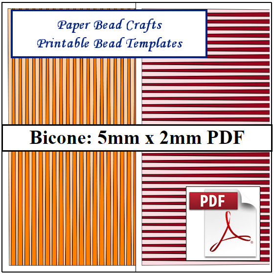 Bicone: 5mm x 2mm Paper Bead Templates