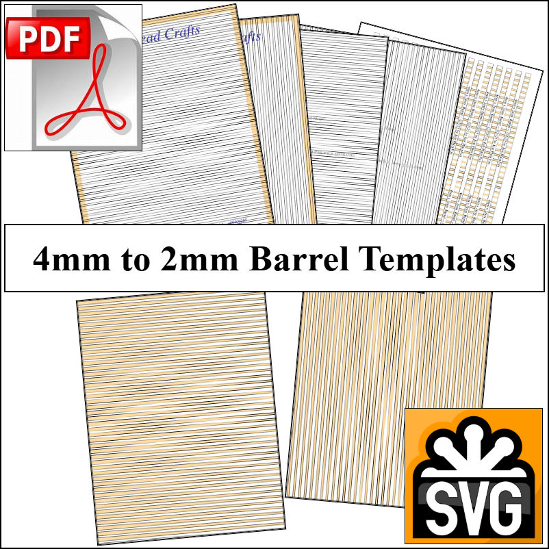 Barrel: 4mm x 2mm Paper Bead Templates