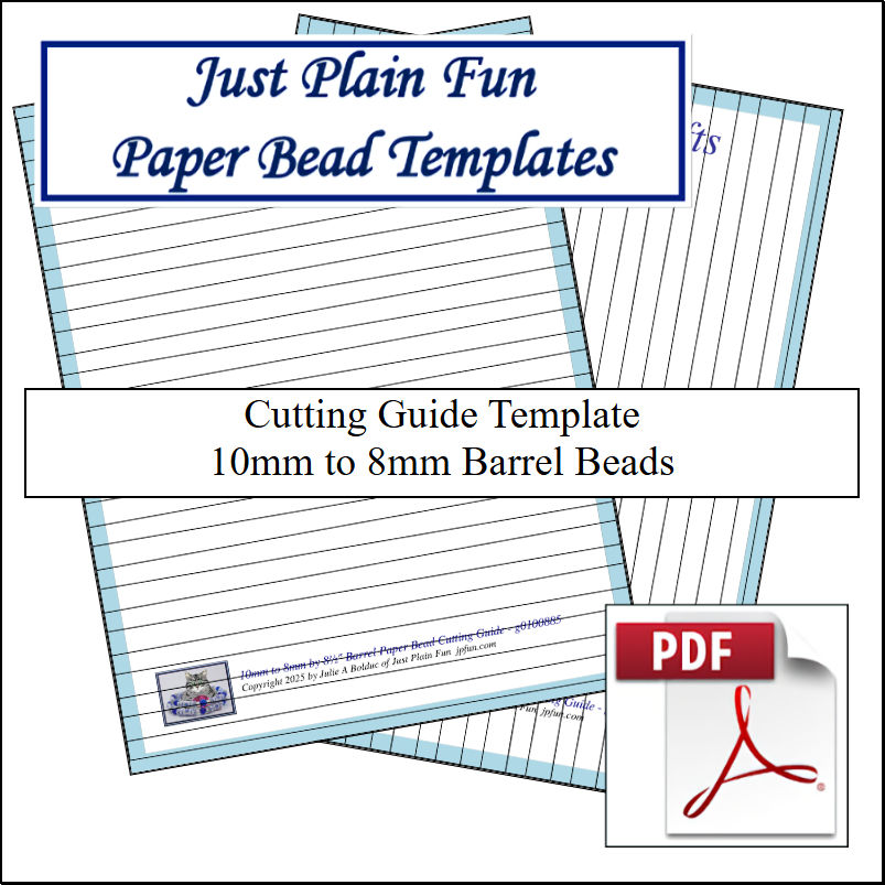Paper Bead Cutting Guide Templates, 10mm to 8mm Strips Templates 10mm to 8mm Strips
