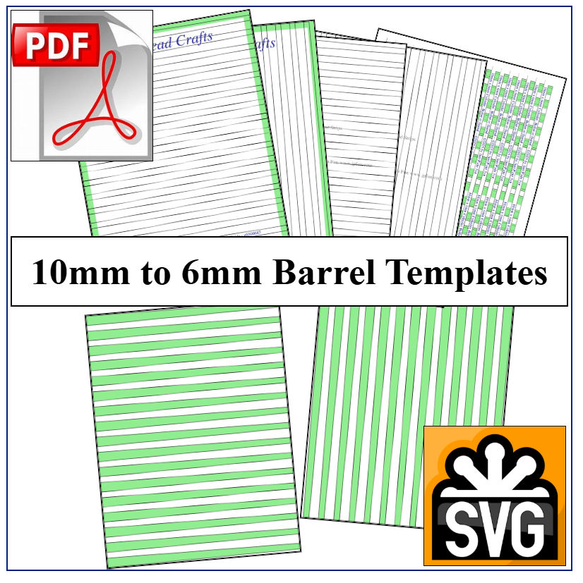 Barrel: 10mm x 6mm Paper Bead Templates