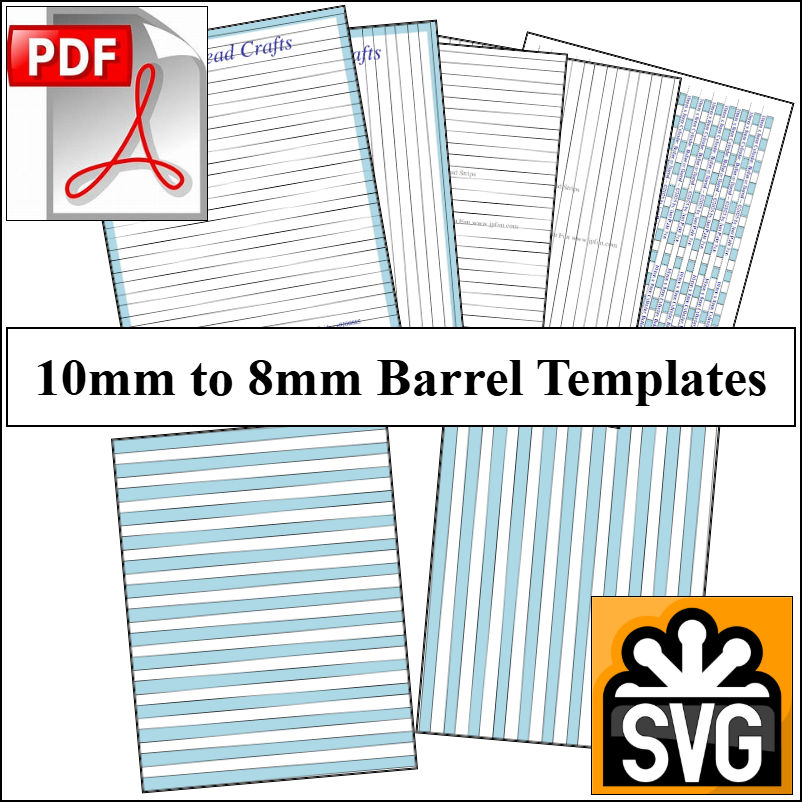 Barrel: 10mm x 8mm Paper Bead Templates