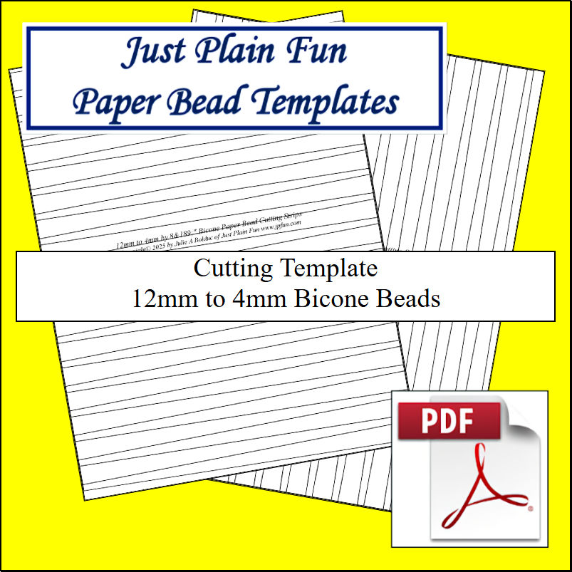Paper Bead Cutting Templates, 12mm to 4mm Strips Templates 12mm to 4mm Strips