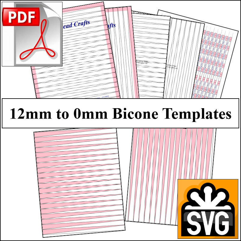 Bicone: 12mm x 0mm Paper Bead Templates