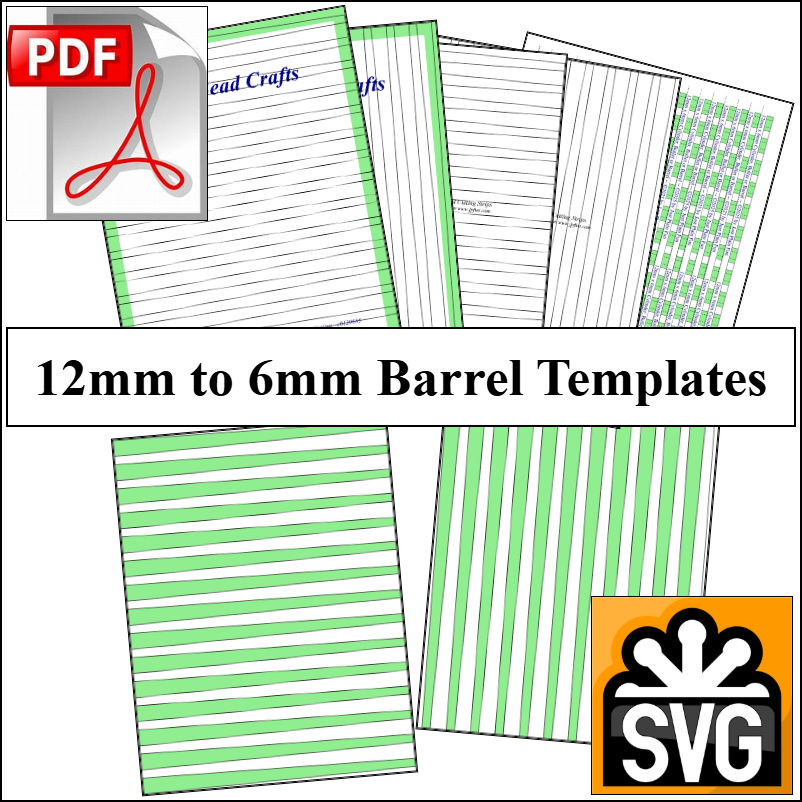 Barrel: 12mm x 6mm Paper Bead Templates