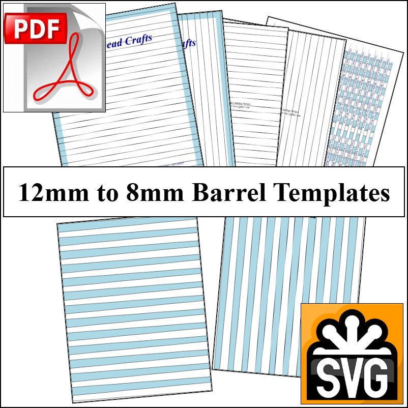 Barrel: 12mm x 8mm Paper Bead Templates