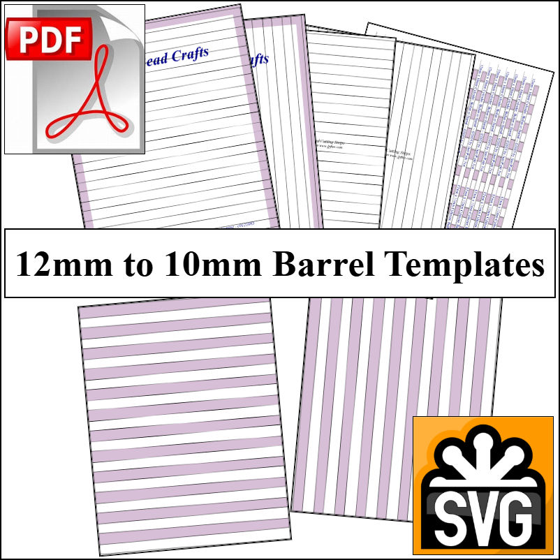 Barrel: 12mm x 10mm Paper Bead Templates