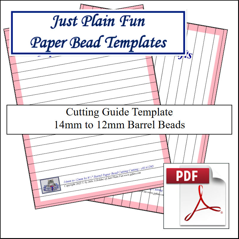 Paper Bead Cutting Guide Templates, 14mm to 12mm Strips Templates 14mm to 12mm Strips