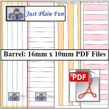 Barrel: 16mm x 10mm Paper Bead Templates