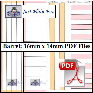 Barrel: 16mm x 14mm Paper Bead Templates