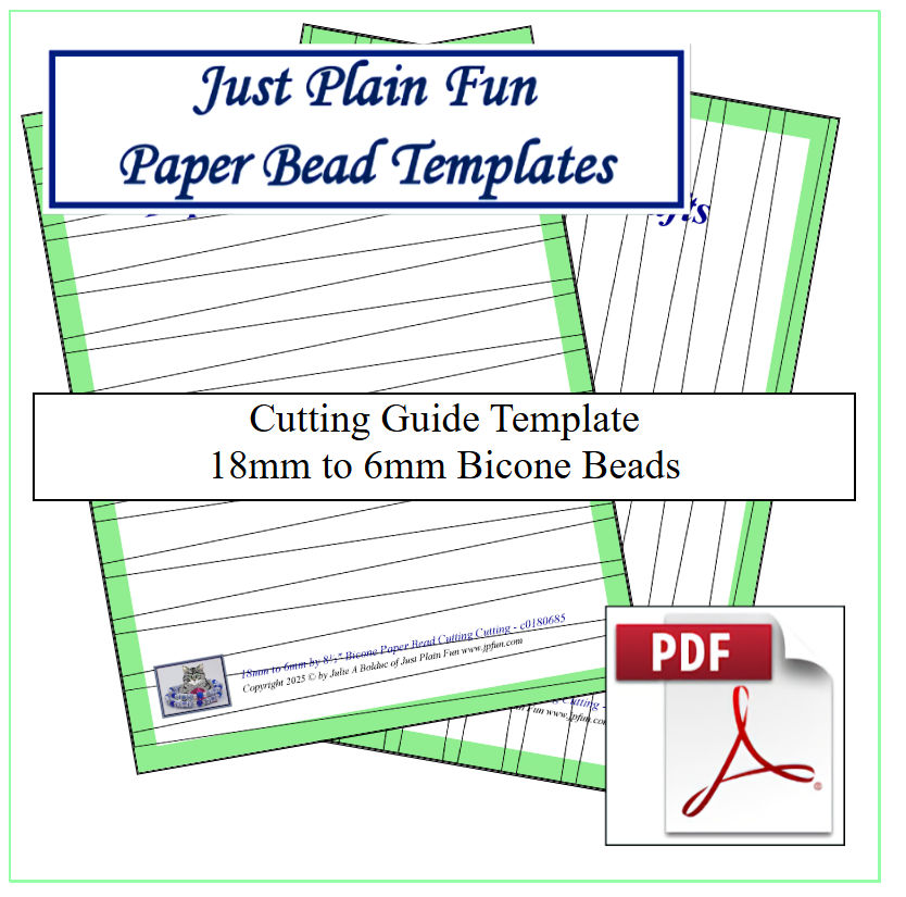 Paper Bead Cutting Guide Templates, 18mm to 6mm Strips Templates 18mm to 6mm Strips
