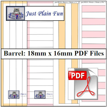 Barrel: 18mm x 16mm Paper Bead Templates