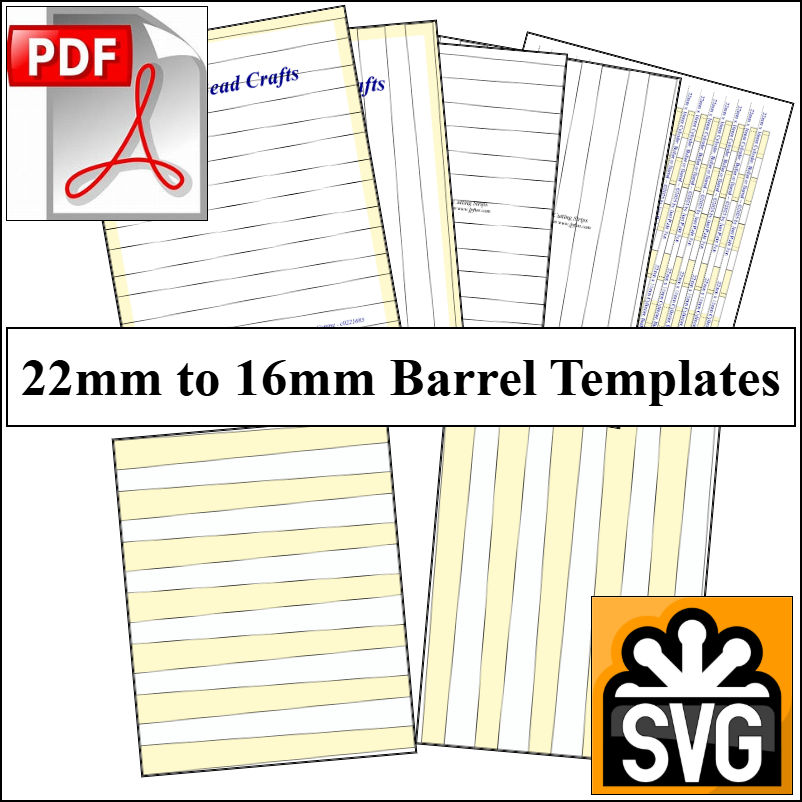 Barrel: 22mm x 16mm Paper Bead Templates