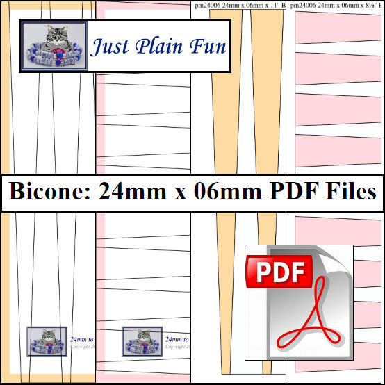 Bicone: 24mm x 06mm Paper Bead Templates
